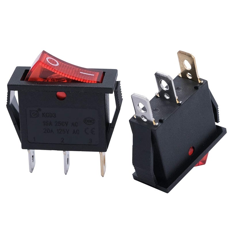 mxuteuk 6pcs AC110V/120V Rocker Switch Red Light Illuminated Snap-in Toggle Switch Power SPST ON-Off Switch 3 Pin, Use for Household Appliances Industrial Equipment MXU3-101NR - Image 4